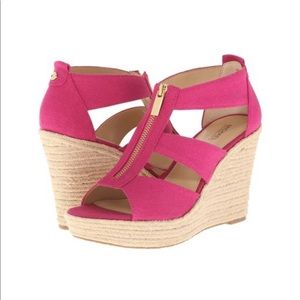 Michael Kors Pink Tan Wedges